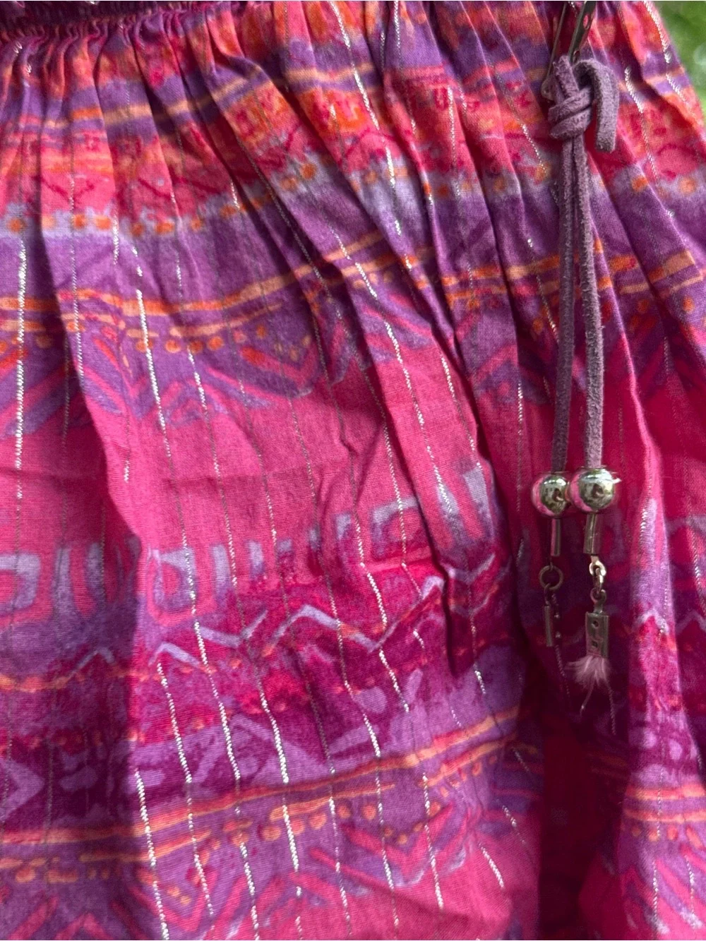 Justice Pink and Purple Sparkle Smocked Tiered Skirt